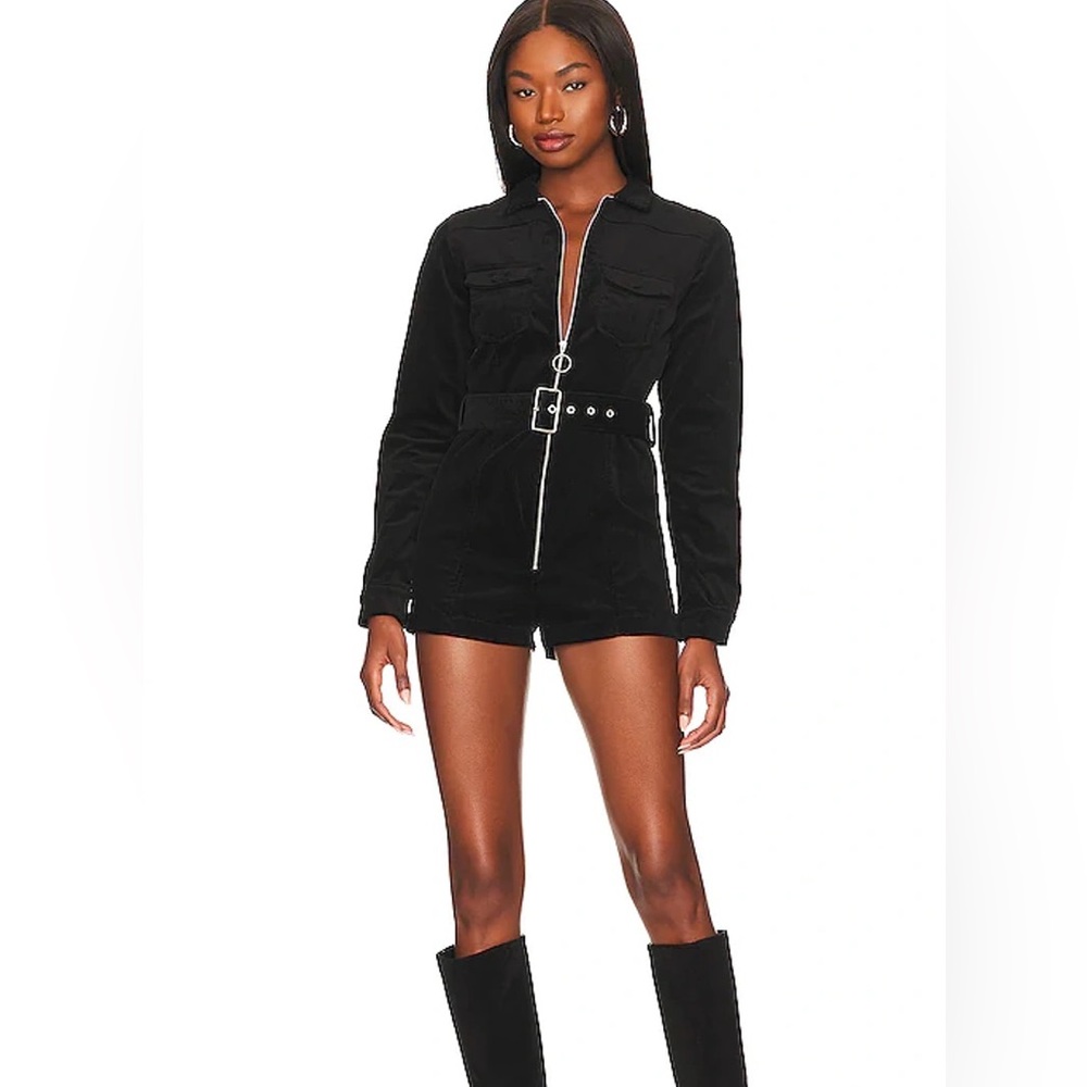 superdown Black Long-Sleeve Belted Romper